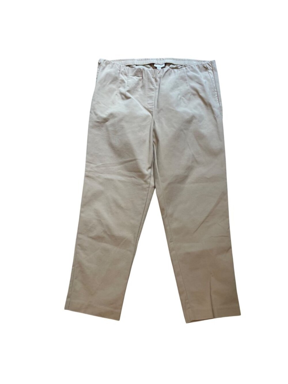 J. Jill Pleated Pull On Ankle Pants Khaki Women's Plus Size 18 Straight Cotton